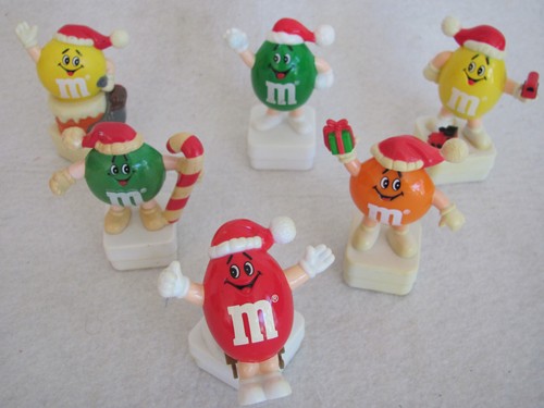 6 kleine werbefiguren - m&m`s,